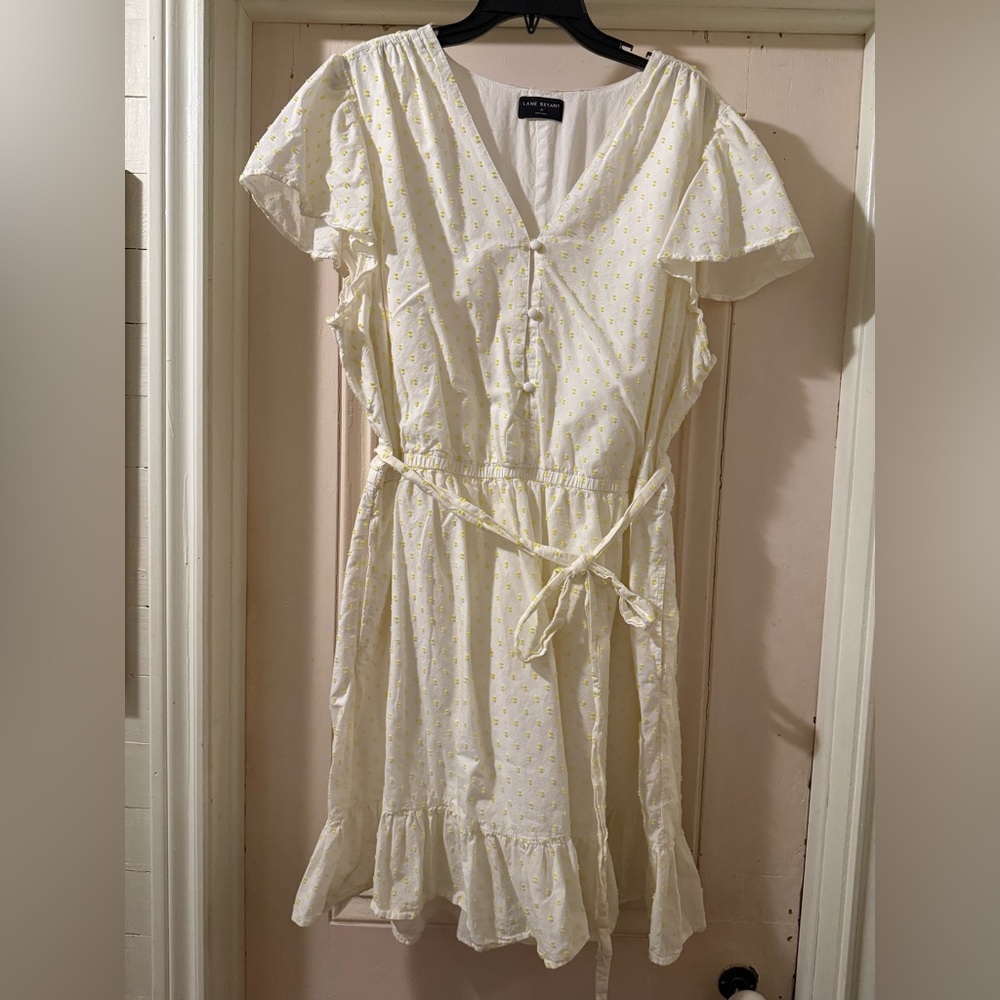 Eloquii Cream Wrap Sundress with Flutter Sleeves